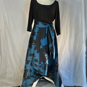 R & M Richards Black and Blue High Low Dress